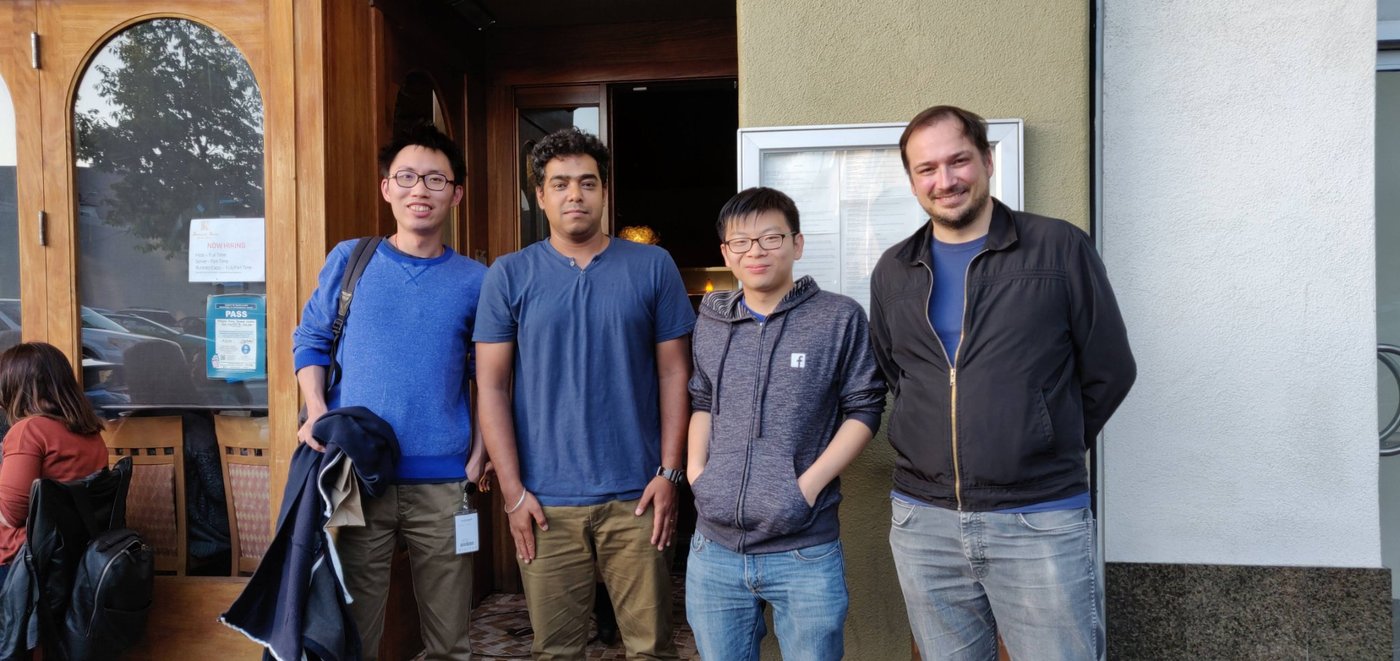 Michael with Jiyan Yang, Dheevatsa Mudigere, and Maxim Naumov during his 2019 Facebook research internship